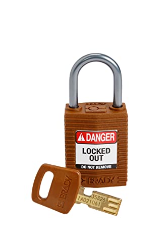 Image of Brady CPT-BRN-25AL-KD SafeKey Padlock, Brown, 2.6 in H x 1.25 in W x 0.75 in D