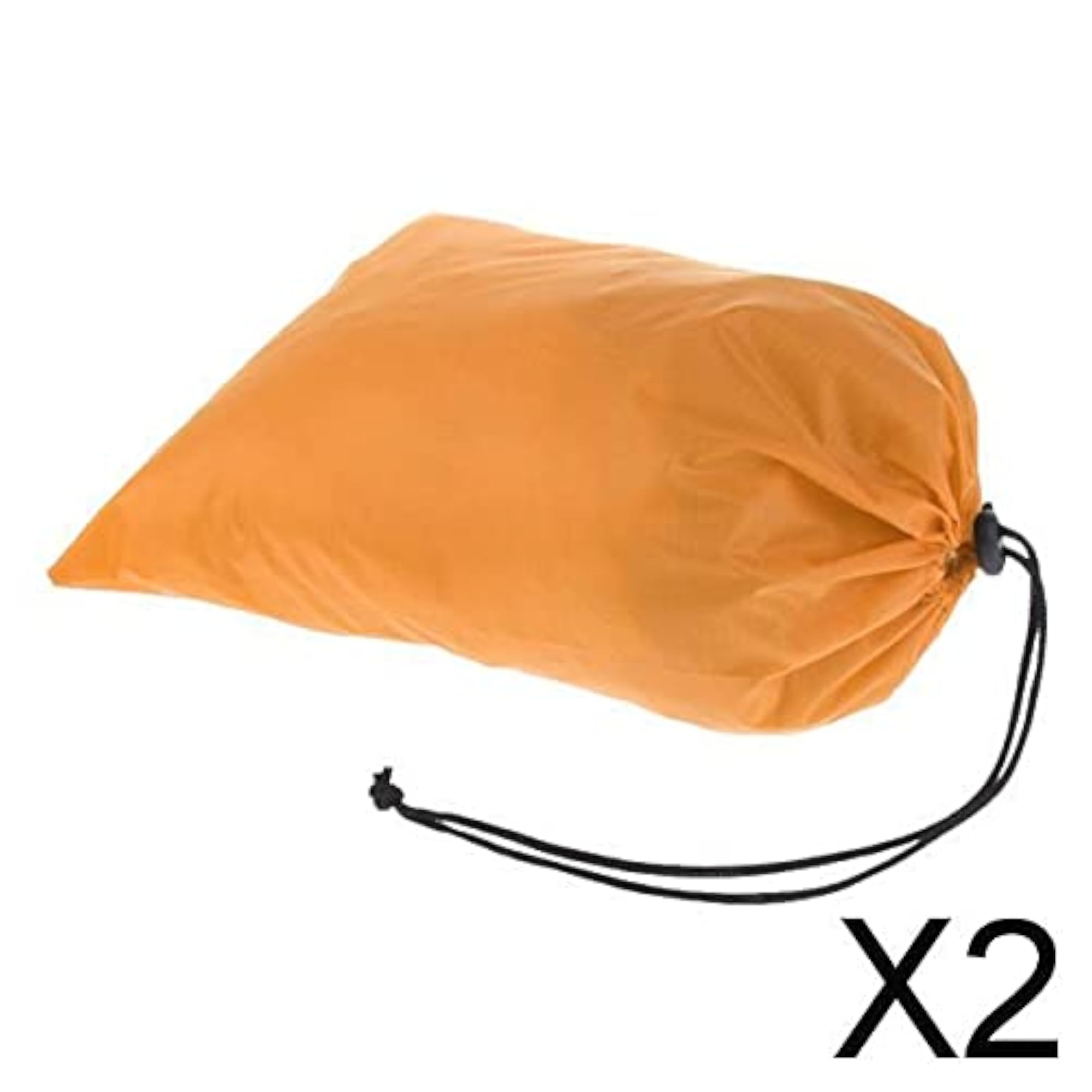 2x Waterproof Drawstring Storage Bags for Clothes & Shoes, Orange