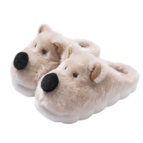 Cute Animal Dog Slippers for Women Men Cozy House Fuzzy Winter Adult Anti-slip Indoor outdoor Slippers