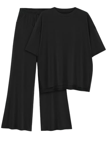 Image of TYSORT Women Casual Summer co ords Set Track Suit Oversized Top Baggy Pant,Top and Pajama Set