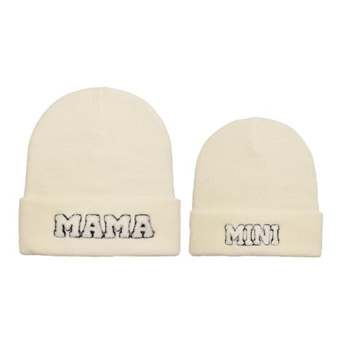 2PCS Parent-Child Hat Mama and Mini Hats Mother Daughter/Son Matching Hat Winter Warm Knitted Beanie Cap