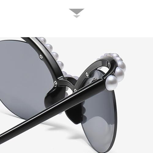 Lunettes de soleil sans monture à perles | Modèle une pièce oversize glamour