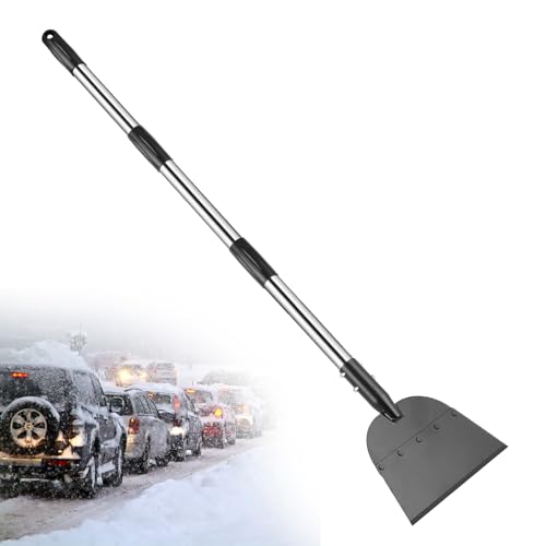 Snow Shovel, 53 inch Long Large Capacity Snow Shovel, Ice Scraper Tool for Driveway, Lightweight Snow Removal Tool, Portable Shovel for Cars, Home, Garden, Mud and Snowman