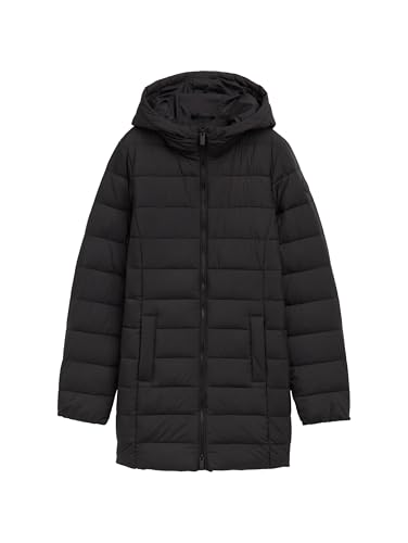 TOM TAILOR Denim Puffer-Jacke mit verschließbarem Stehkragen, deep black, S