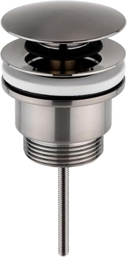 Desagüe universal Click Clack, se adapta a fregaderos con o sin desbordamiento, drenaje desplegable con botón, conexión estándar de 1.1/4 pulgadas, con adaptador de flujo libre (bronce)