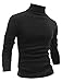 Allegra K Men Long Sleeve Turtle Neck Slim Fit Tee Black M