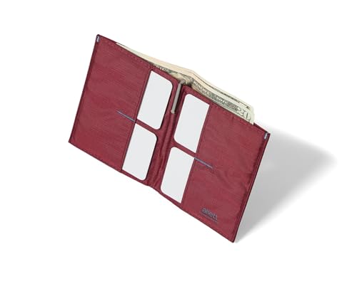 Image of Allett Original Wallet, Mulberry | Nylon, RFID Blocking, Thin Bifold, Minimalistic, Front Pocket | Holds 4-24+ Cards, Bills, Receipts | Wallets for Men & Women