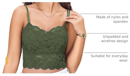 Image of Avidlove Bralettes for Women Lace Camisole V Neck Double-Layered Adjustable Strap Tank Cami Crop Top
