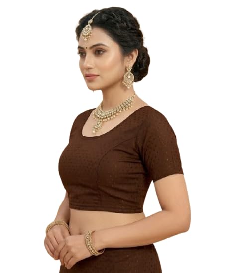 Women Solid Stretchable Blouse Round Neck Half Sleeve-image-49