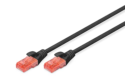 Digitus CAT 6 U-UTP Patch Cable, 1m, Network LAN DSL Ethernet Cable, LSZH, Copper, AWG 26/7, Black