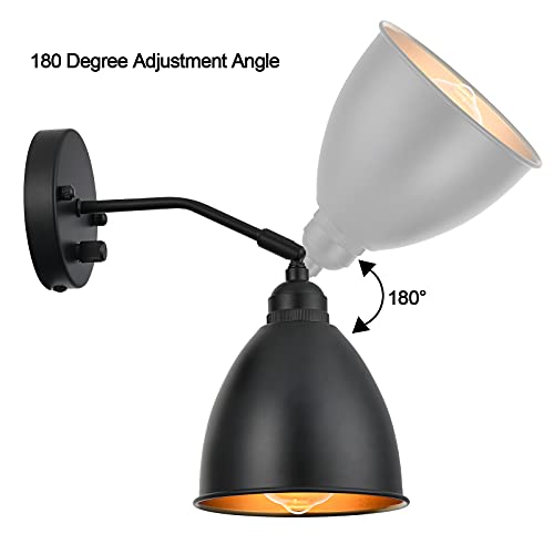 Terleenart Industrial Farmhouse Metal Wall Sconce With On/Off Switch, Matt Black Bell Shade Focused Wall Light Fixture For Kitchen Sink Hallway Bedroom Bookcase Shelves #TOP2