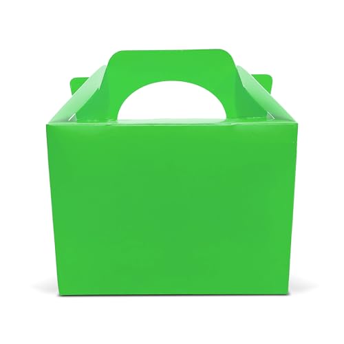 Lotus 15 x Children/Kids Plain Coloured Party Boxes Carry Food Meal Fun Picnic Birthday Wedding Favour/Baby Shower Party Halloween Trick or Treat Box Loot Bag (Neon Green)