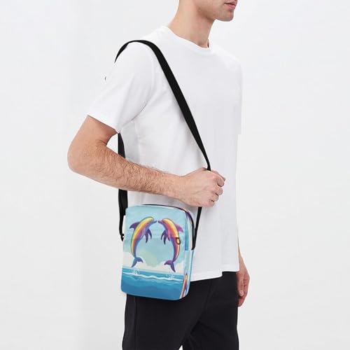 Small Messenger Bag Pride Dolphin Blue Crossbody Bag for Men Women Purse Fanny Pack for Outdoor Travel Business2