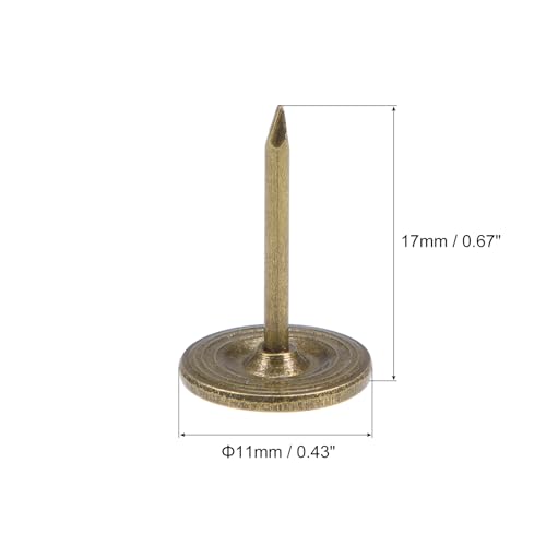 QUARKZMAN 30 Stück Polsternägel, 11 mm x 17 mm, flacher Kopf, dekorative Reißzwecken, Reißnägel für Möbel, Sofa Kopfteile, Bronze