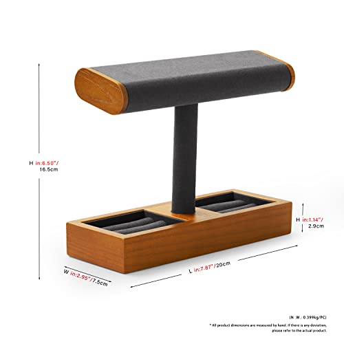 Solid Wood Watch Display Stand T-bar Watch Holder Organizer For Men And Women Jewelry Holder Stand Store And Home (Grey)