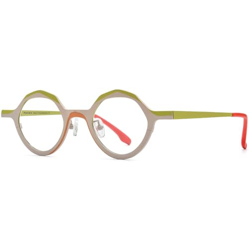 Image of FONEX Colorful Pure Titanium Glasses Frame Women Retro Round Eyeglasses
