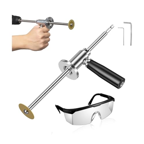 Herramienta cortadora tubos PVC interior acero for tuberías PVC 7 pulgadas acero inoxidable ajustable con gafas protectoras con varillas enlace corte grano diamante, plomería interna plástico