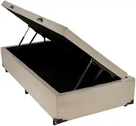 Cama Box Baú Solteiro Bom Sonho Suede Bege com Pistões a Gás