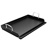 Uniflasy Nonstick Griddle for Gas Grill, Cast Iron Griddle for Outdoor Gas & Charcoal Grills, 25' x16' Nonstick Coating FlatTop Insert Cooking Pan for Weber Charbroil Camp Chef Grill