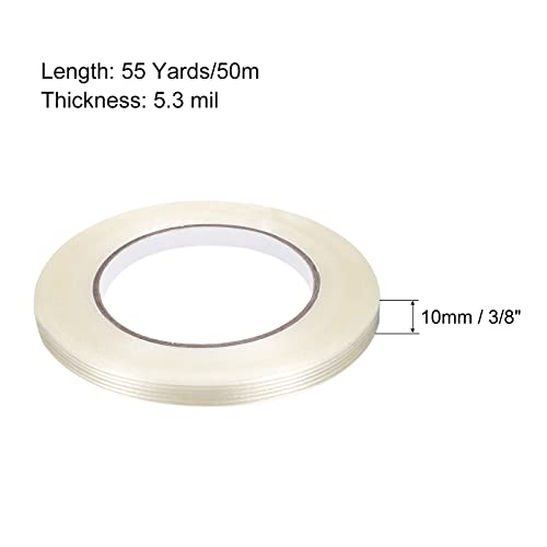 Image of MECCANIXITY Filament Strapping Tape, 3 /8 Inch x 55 Yards 5.3 Mil, Reinforced Fiberglass Tape Transparent