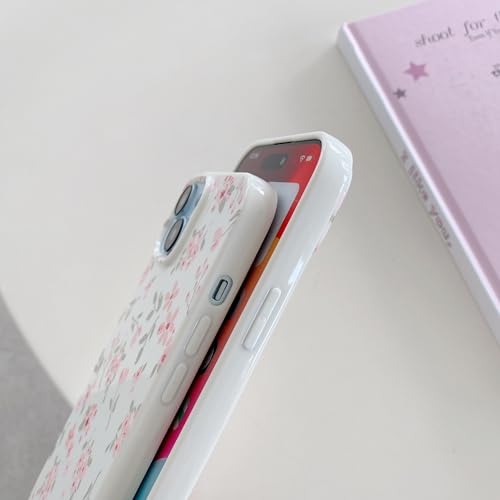 QLTYPRI Floral Case for iPhone, Cute Pink Flower Pattern Aesthetic Phone Case for Girls Women, Raised Camera Protection Soft Slim TPU Shockproof Protective Phone Cover - Image 5