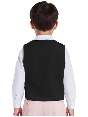 renvena Kids Vest for Boys 3 Button Formal Suit Vest U Neck Sleeveless Color Block Dress Waistcoat4