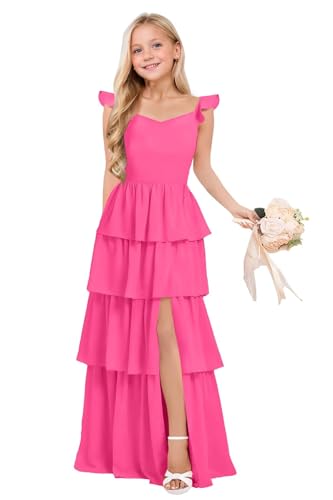 Tiered Chiffon Junior Bridesmaid Dresses Chiffon Flower Girl Dress for Wedding Girls Formal Evening Dress