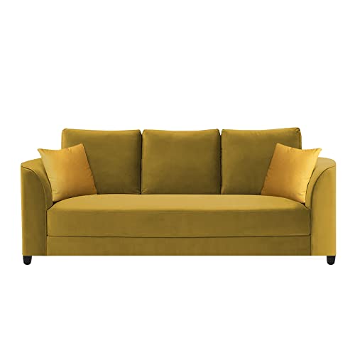 Image of Francis 3 Seater Sofa Set for Living Room (Yellow Fabric)