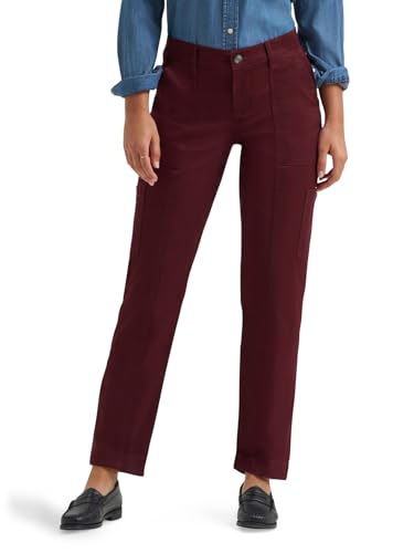Lee Women's Ultra Lux Comfort with Flex-to-Go Utility Pant, Burgandy Wine