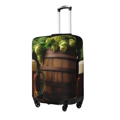 Beer And Hop Cones Elastic Travel Luggage Cover, Washable Spandex Suitcase Protector, Anti-Scratch Fits 18-32 Inch2