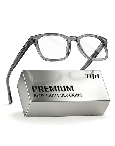 Image of TIJN Premium Blue Light Blocking Glasses for Women Men Computer Gaming Use | Square TR90 Frame Nerd Eyeglasses Anti Blue Ray with Red, Orange, Clear Lens for Computer, Phone, TV and Evening Screen Use