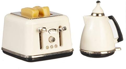 Melody Jane Dollhouse Modern White Jug Kettle & Toaster Miniature 1:12 Kitchen Accessory