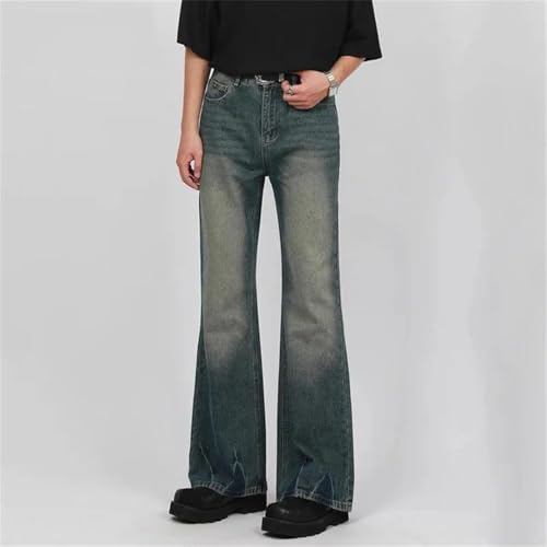 Men's Denim Pants Solid Color Worn-Out Jeans Straight Wide Leg Trousers2