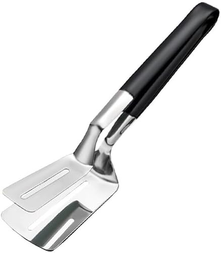 Jrsoul He Kitchen Cooking Tongs,Big Size Spatula Tong 12 Inch Multifunctional Stainless Steel Barbecue Clamp Food Flip Shovel Clip for Steak Fish Bread Hamburger BBQ Frying Pancake Pies Pizza