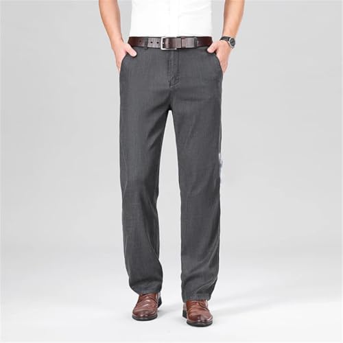 Men's Summer Office Stretch Jeans Natural Lyocell Thin Business Casual Denim Pants for Father2