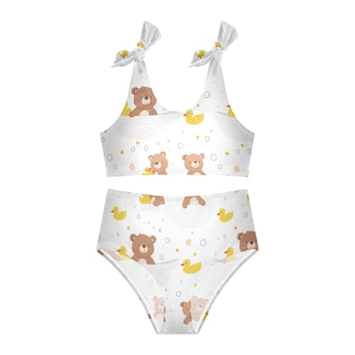 Wusikd Cute Brown Bears Girls Swimsuits Two Piece Ducks Swimwear Bikini Set for for Girls Size 3T3