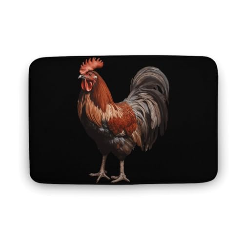 Farm Rooster Coral Velvet Rugs Non-Slip Bathroom Rugs Soft Kitchen Rug Floor Carpet for Home Decor 19.7