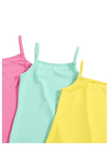 SOLY HUX Toddler Girl's 3 Piece Cami Bodycon Dress Spaghetti Strap Summer Short Pencil Dresses3
