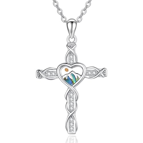 Mustard Seed Cross Necklace for Women 925 Sterling Silver Christian Faith Pendant Mountain Jewelry Inspirational Gifts