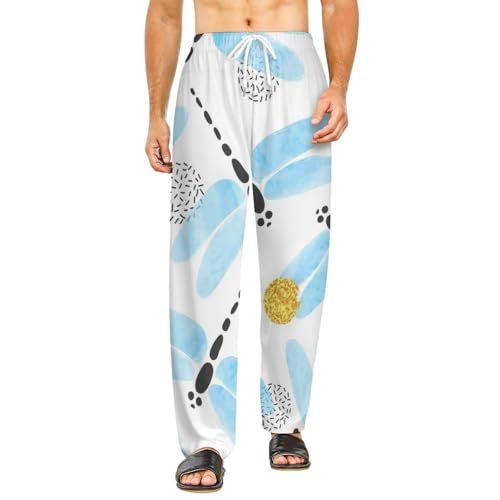 Bas de pyjama femme long Libellule Bleue avec poches pratiques taille S