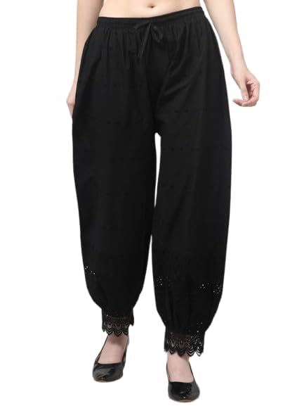 Women Loose Fit Mid Rise Afghani Salwar Traditional Ethnic Wear, 100% Cotton Fabric| Lose Fit Afghani Salwar with Lace Embroidered Detailing Harem Pants Ankle Length-image-42
