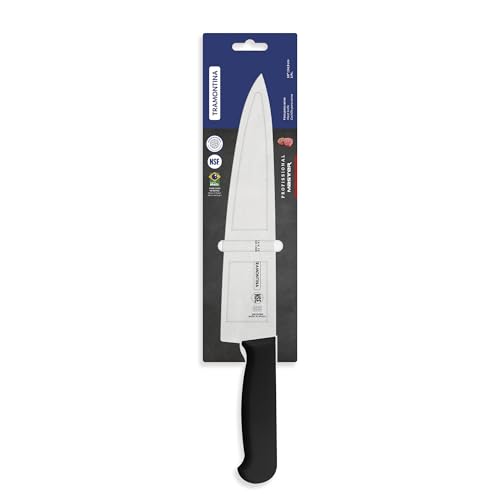 Image of TRAMONTINA Professional Meat /Chef Knife 25 cm | Stainless Steel Sub-Zero Treated Blade | Antimicrobial Black Polypropylene Handle | Heavy-Duty Butcher & Meat Processing Knife
