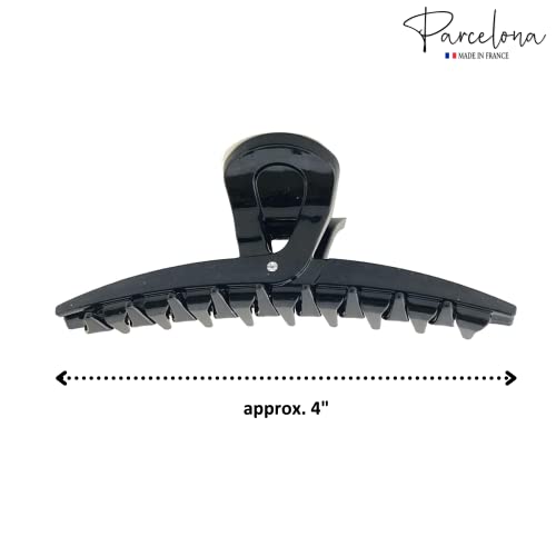 Pinza Parcelona French Pinch negra con muelle cubierta y diseño de garra de cristal para mujer miniatura 7