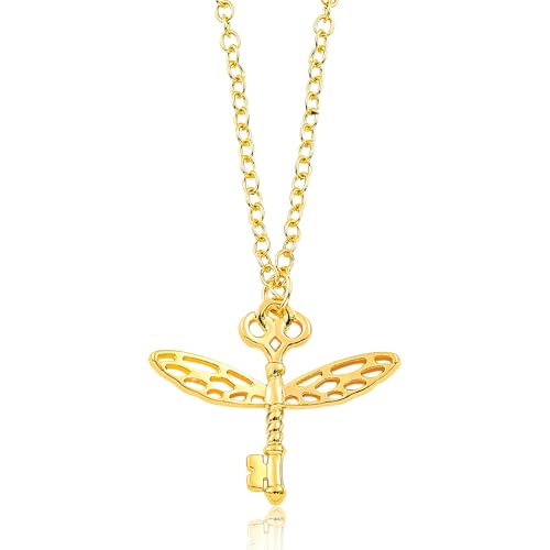ROKZELT Collier Harry, Avec clé volante, Chaînes Doré, Porte-clés Plat, Accessoires pour Soirées Déguisées sur le Thème des Sorciers, Bijoux Brillants
