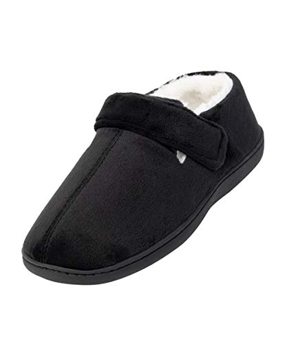 Silvert's Adaptive Clothing & Footwear Men’s Memory Foam Fleece Lined House Slippers for Seniors