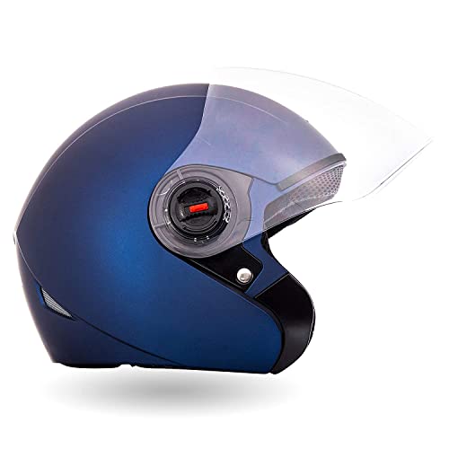 Image of Yamaha YR6 Half Face Helmet (Matt Blue, Size L) Y6AYR6BL0L16