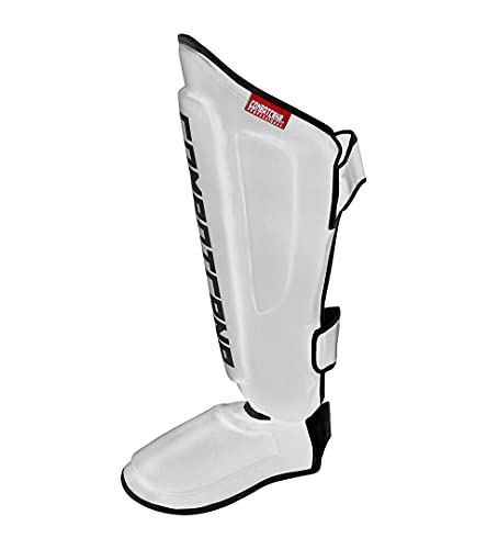 Combat Corner Supreme Synthetic Leather Muay Thai Shin Guards | Full Leg Protector Pads and Fighting Training Protective Gear for MMA, Kickboxing, BJJ, Karate, Martial Arts - Thumbnail 3