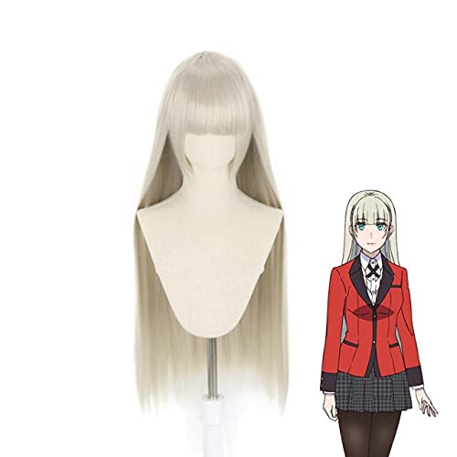 Peluca de cosplay Kakegurui xx Momobami Ririka Cosplay peluca mujer gris largo recto resistente al calor pelo sintético Anime disfraz fiesta pelucas
