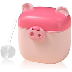 Dispensador Agua Cerdito SacJkt Dosificador Leche en Polvo Bebe, Dispensador de Polvos Bebe, Hermético Portátil Cerdito Caja de Leche en Polvo con Cuchara para Alimentación de Viaje