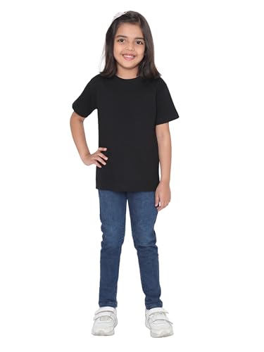 Image of Girl's Solid Regular Fit Half Sleeve 100% Pure Cotton T-Shirt